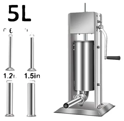 Obrázok produktu pre Vertikálna plnička na klobásy, nerezová oceľ, 4 plniace lieviky, 5 l