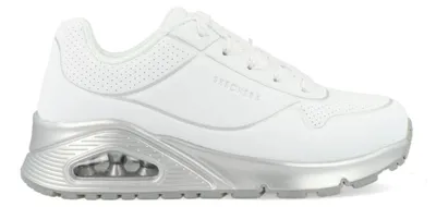 Zdjęcie produktu dla Skechers Street Uno Gen1 – Białe/srebrne sneakersy dla dzieci, model Cool Heels, rozmiar 34 EU