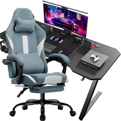 Immagine prodotto di Set da gioco: tavolo e sedia - Scrivania da gioco - Sedia da gioco - Scrivania per computer - Set da gioco - Design ergonomico