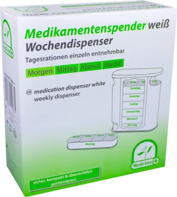 Produktbild von Medi-Inn Wochendispenser 7 Tage weiß Tablettenbox Maße 11,5 x 13,0 x 4,5 cm (1 Stück)