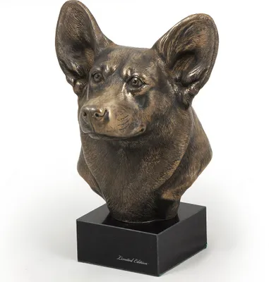 Image de Pembroke Welsh Corgi - Statue de chien, buste sur socle en pierre, statue, trophée pour exposition canine de la marque Art-Dog