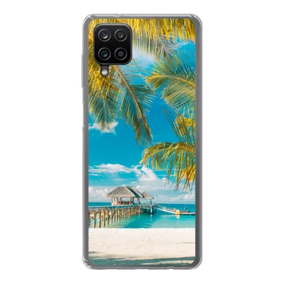 Produktbild von MuchoWow® Handyhülle Schutzhülle Hülle für Samsung Galaxy A12 Strand - Palme - Meer Silikon Softcase Handy Hülle - Bild