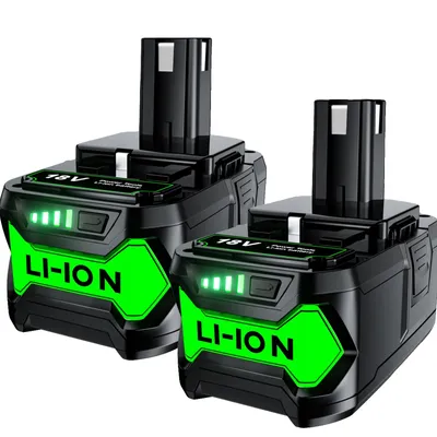 Image de Batterie, capacité 9000 mAh, lithium-ion rechargeable, compatible avec Ryobi, lot de 2 batteries de 6,0 Ah