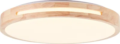 Produktbild von Brilliant Woodbury LED Deckenleuchte 39cm 24W Extra Warmweiss Holz Hell Weiß Memory Funktion G99496/75
