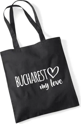 Produktbild von Huuraa Jutebeutel Bucharest my love 10 Liter Black Baumwolle Tasche Geschenkidee