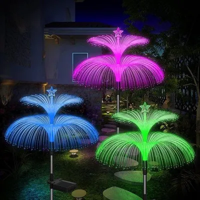 Immagine prodotto di Set di 3 luci solari da esterno, impermeabili, 7 colori, lampade da tavolo a forma di stelle e fiori, decorazioni da giardino, Natale