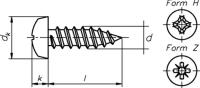 Produktbild von Blechschraube Linsenkopf m. Kreuzschlitz DIN 7981 2,9x32 mm galv. verzinkt, 1000 Stück