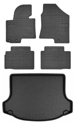 Productafbeelding van Rubberen automatten + kofferbakmat voor Kia Sportage III 2010-2015 – 5-delig, zwart, op maat – Wielganizator SolidPRO