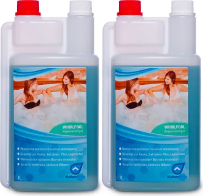 Produktbild von KaiserRein 2 x 1 L (2 L) Whirlpool Desinfektionsmittel für die zuverlässige Wasserpflege I Whirlpool Reiniger Desinfektion I Whirlpoolreiniger, Poolreiniger