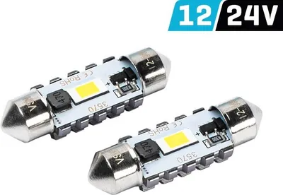 Zdjęcie produktu dla Żarówka VISION Festoon SV8.5 36 mm 12/24V 2x 3570 SMD LED, CANBUS, biała, 2 szt.