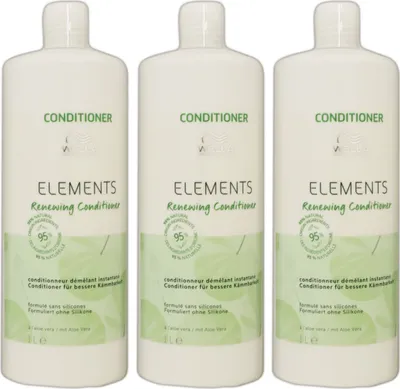Produktbild von Wella Elements Renewing stärkender Conditioner 3 x 1000 ml ohne Silikone mit Aloe Vera Set
