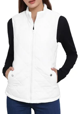 Immagine prodotto di Gilet imbottito con colletto alla coreana e zip frontale, marca Allegra K, taglia: [specificare la taglia].