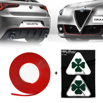 Zdjęcie produktu dla Czerwona naklejka profilowa pełna + zielony kwadratowy grot dla Alfa Romeo Giulietta