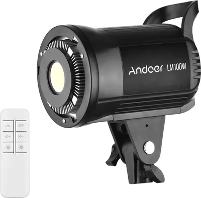 Zdjęcie produktu dla Andoer LM100W Przenośne światło wypełniające LED do fotografii, 100 W, studyjne światło wideo, 5600 K, ściemnialne, mocowanie Bowens, światło ciągłe z pilotem, do portretów produktów, fotografii ślubnej, nagrywania wideo na żywo