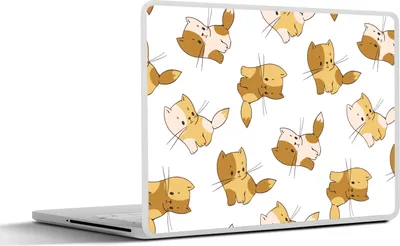 Produktbild von MuchoWow® Laptop Aufkleber Sticker Cover Muster - Katze - Kätzchen - Jungen - Mädchen - Kinder - Kind 30x22 cm - Laptop-Sticker