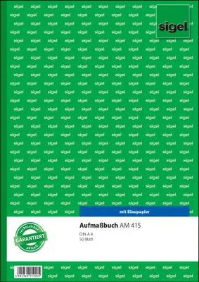 Produktbild von SIGEL AM415 Aufmaßbuch, A4, mit Blaupapier, 50 Blatt