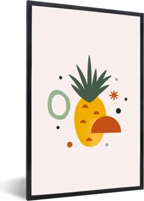 Produktbild von MuchoWow® Gerahmtes Poster Ananas - Obst - Einfach 60x90 cm - Poster mit Schwarzem Bilderrahmen Wandposter Rahmen Foto Bilder - Kunst