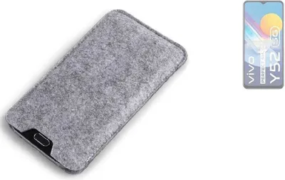 Produktbild von K-S-Trade Filz Handyhülle kompatibel mit Vivo Y52 5G Schutzhülle Filztasche Filz Tasche Case Sleeve Handy Hülle Filzhülle grau