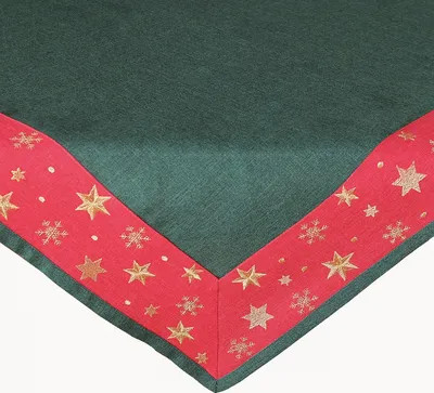 Produktbild von Tischwäsche mit Stickerei goldene Sterne 85 x 85 cm - grün