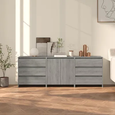 Zdjęcie produktu dla vidaXL 3-częściowy kredens szary Sonoma materiał drewnopochodny