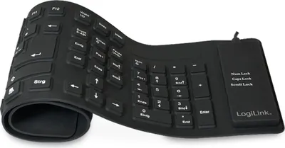Obrázok produktu pre Logilink Tastatur USB / PS/2 Flexibel Wasserfest schwarz