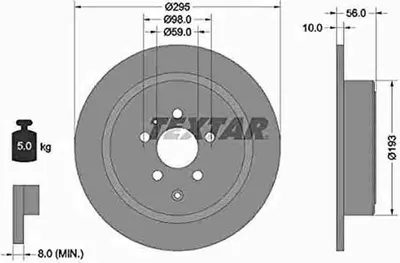 Produktbild von 2x TEXTAR Bremsscheibe Hinterachse Ø 295mm für FIAT CITROEN PEUGEOT