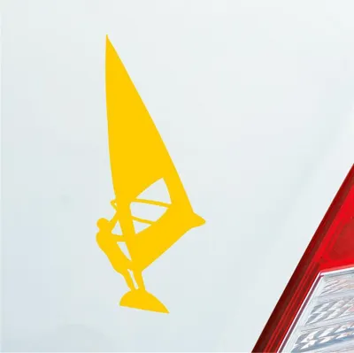 Produktbild von Auto Aufkleber Windsurfer Wind Surfer Surfing Kite 12x5 cm Gelb Sticker Heckscheibenaufkleber
