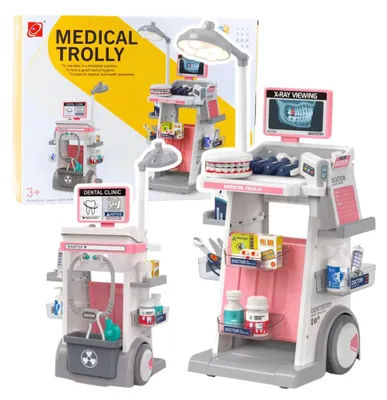 Produktbild von Arzt-Zahnarzt-Set, medizinischer Wagen, Beleuchtung, rosa