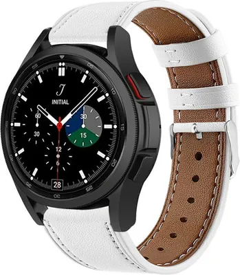 Produktbild von Strap-it Samsung Galaxy Watch 4 Classic 46mm Lederarmband (weiß)