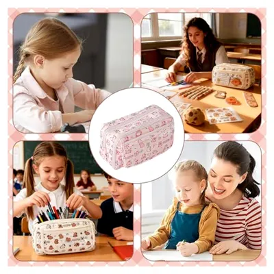 Produktbild von Federmäppchen mit niedlichem Capybara-Design in Rosa für Schule und Büro