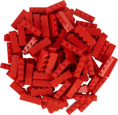 A pile of red LEGO bricks.
