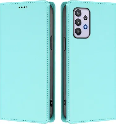 Produktbild von Handyhülle für Samsung Galaxy A32 5G, Kunstleder Klapphülle Stoßfeste Magnetische Hülle mit Ständer Türkis