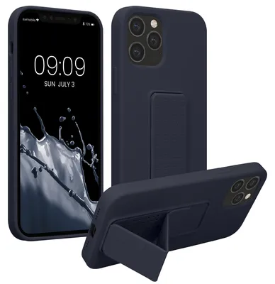Produktbild von kwmobile Handyhülle für Apple iPhone 12 / iPhone 12 Pro Hülle - TPU Silikon Case mit Fingerhalter und Stand - Schutzhülle Cover in Heidelbeerblau