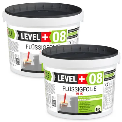 Zdjęcie produktu dla Folia w płynie do wnętrz LEVEL+ Hydroizolacja łazienki 8Kg elastyczna izolacja L+08