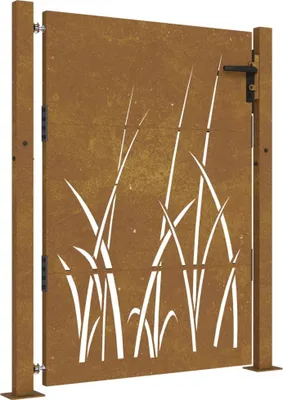 Image de vidaXL Porte de jardin 105x155 cm acier corten design herbe