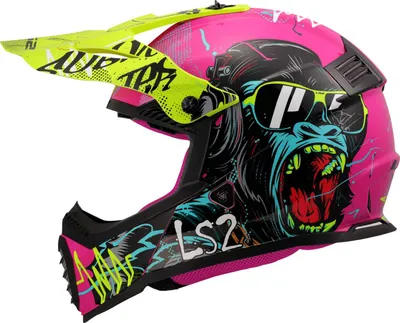 Zdjęcie produktu dla Kask motocrossowy dla dzieci LS2 MX437 FAST II Gorilla Shiny Purple rozmiar M