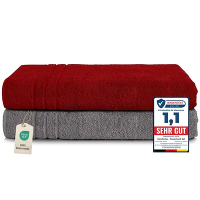 Produktbild von Komfortec 2er Saunahandtuch Set 80x200 cm, Große Saunatücher aus 100% Baumwolle, Sauna Handtücher, Flauschig und Saugstark, Schnelltrocknend
