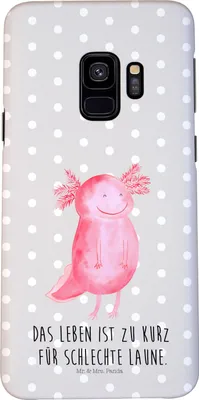 Produktbild von Mr. & Mrs. Panda Samsung Galaxy S9 Handyhülle Axolotl Glücklich - Grau Pastell - Geschenk, Lurch, Gute Laune, Smartphone Hülle, Lebensfroh, Cover, gut Gelaunt, Handy Case