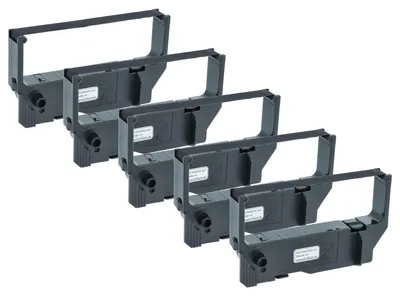 Produktbild von vhbw 5x Farbband Schriftband kompatibel mit Star SP542, SP216, SP212, SP512, SP298 Nadeldrucker, Bondrucker - Schwarz