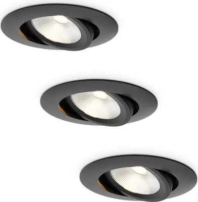 Produktbild von hoftronic LED Einbaustrahler 3x 5W 450lm 2700K Schwarz IP65 Dimmbar Schwenkbar