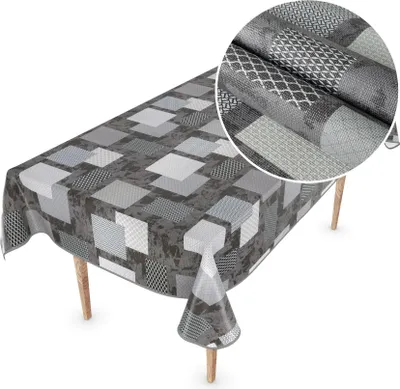 Produktbild von Tischdecke Wachstuch Premium Ornamente Grau Robust Wasserabweisend Breite 140 cm Länge 100 cm