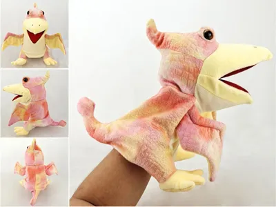Zdjęcie produktu dla Pacynka dinozaura, 30 cm, Tyranozaur, pluszowa zabawka, miękka pluszowa pacynka dla dzieci, opowiadanie historii, odgrywanie ról