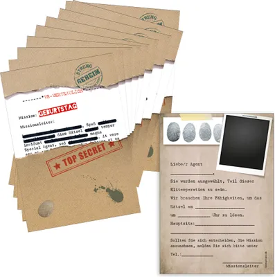Image de PRICARO Cartes d'invitation anniversaire enfant, A6 « Détectives », 10 pièces