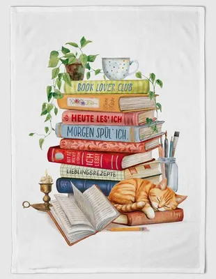 Produktbild von Geschirrtuch Booklover, Geschirrtücher Mitbringsel Geschenkidee, Bücherliebe, Buch, lesen