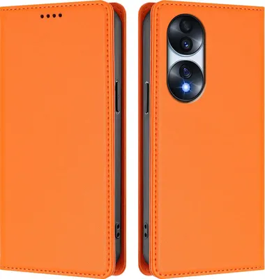 Immagine prodotto di Custodia in pelle per Honor 70 Pro, custodia a libro magnetica in Finto cuoio con supporto, arancione