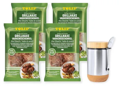 Produktbild von TULIP Grillhaxe ohne Schwarte 4x 500g - Vakuumverpackt + Lunchbox