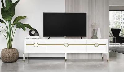 Productafbeelding van Zijtafel, TV-meubel, TV-standaard, houten kast, tafel, woonkamer, wit