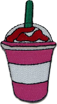 Produktbild von Milchshake Getränk Trinkbecher - Aufnäher, Bügelbild, Aufbügler, Applikationen, Patches, Flicken, Zum Aufbügeln, Größe: 9,1 x 4,3 cm