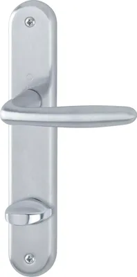 Produktbild von Drückergarnitur VERONA - auf Schild WC 90, 37 - 42, silber eloxiert ÖNORM