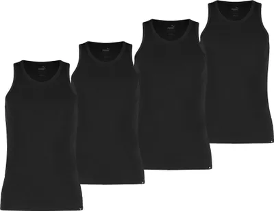 Produktbild von PUMA Herren Tank Top, 4er Pack - Basic, Unterhemd, Rundhals, Single Jersey, einfarbig Schwarz M